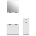 ZNTS 3 Piece Bathroom Cabinet Set White Engineered Wood 3115868