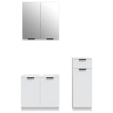 ZNTS 3 Piece Bathroom Cabinet Set White Engineered Wood 3115868