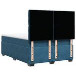 ZNTS Box Spring Bed with Mattress Blue 140x190 cm Velvet 3290916