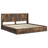Bed Frame with Storage and Headboard Smoked Oak 180 x 200 cm 3414005