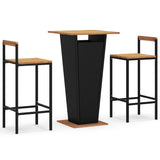 3 Piece Garden Bar Set Black Poly Rattan&Solid Wood Acacia 3187725