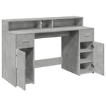 Desk with LED Lights Concrete Grey 140x55x91 cm Engineered Wood 3309423