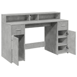 Desk with LED Lights Concrete Grey 140x55x91 cm Engineered Wood 3309423