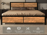 Industrial Double Frame, 5FT Steel Base with Headboard, Footboard, Slatted Support and Under T3398P340963
