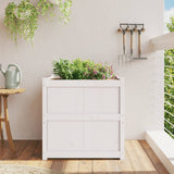 Garden Planter White 70x70x70 cm Solid Wood Pine 837435