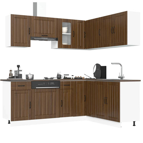 ZNTS 11 Piece Kitchen Cabinet Set Lucca Brown Oak Engineered Wood 3314958