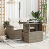 Garden Table with Glass Top Grey 100x55x73 cm Poly Rattan 366121