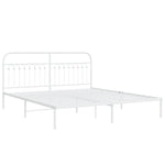 Metal Bed Frame without Mattress with Headboard White 183x213cm 376654