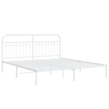 Metal Bed Frame without Mattress with Headboard White 183x213cm 376654