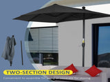 2m Half Parasol Market Umbrella Garden Balcony Parasol with Crank Handle, Base, Double-Sided Canopy, T3398P323832
