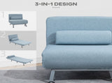 Linen Chair Bed, 3-in-1 Convertible Sleeper Chair with Adjustable Backrest, Pillow, for Living Room, T3398P329600