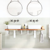 Basin Shelf Wall Mounted Steel and Solid Wood Acacia 3302758