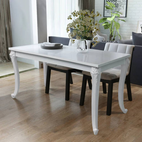 ZNTS Dining Table 116x66x76 cm High Gloss White 243383