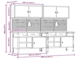 Work Bench Set 8 pcs Black and Grey Powder-Coated Steel 3321494