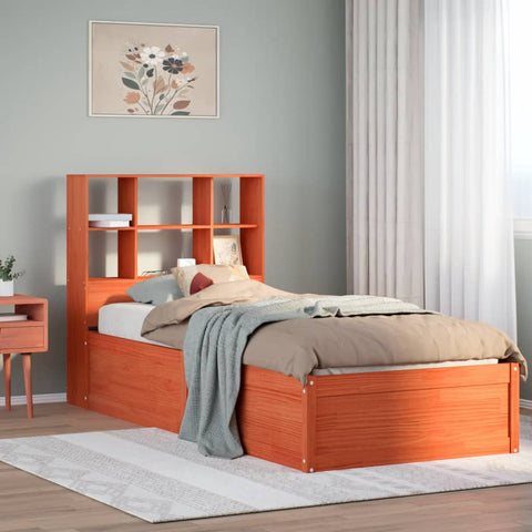 Bed Frame without Mattress Wax Brown 75x190 cm Small Single Solid Wood Pine 3323481