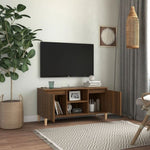 TV Cabinet with Solid Wood Legs Brown Oak 103.5x35x50 cm 813160