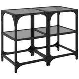 Coffee Tables with Black Glass Top 2 pcs 30x30x45 cm Steel 846001