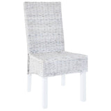 Dining Chairs 4 pcs White Kubu Rattan and Mango Wood 275465