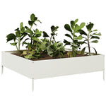 ZNTS Garden Raised Bed White 100x100x33.5 cm Steel 851025