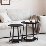 Side Table Set with Shelf 2 pcs Black Oak 869702