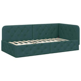 Corner Bed Frame with Headboard Dark Green 90 x 190 cm Fabric 42016491