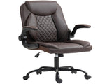 Faux Leather Office Chair. with Flip-Up Armrests - Brown T3398P377418