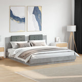 Bed Frame with LED without Mattress Concrete Grey 180x200 cm Super King 3209992