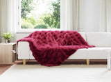 Anti-Slip Faux Rabbit Fur Blanket Olite 4 pcs Bordeaux Red 42021853