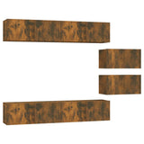 4 Piece TV Cabinet Set Smoked Oak Engineered Wood 3114603