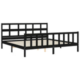 Bed Frame without Mattress Black 200x200 cm Solid Wood Pine 3193035