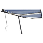 ZNTS Manual Retractable Awning with LED 400x350 cm Blue and White 3069821