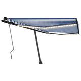 Manual Retractable Awning with LED 400x350 cm Blue and White 3069821