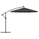 Cantilever Garden Parasol with LED Lights and Steel Pole 300 cm Anthracite 44521
