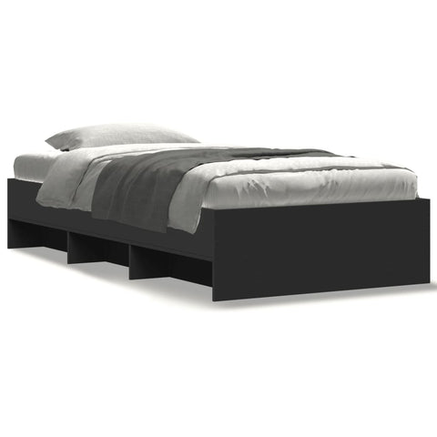 ZNTS Bed Frame without Mattress Black 100x200 cm Engineered Wood 3295668