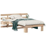 Bed Frame with Headboard Brown 100 x 200 cm Solid Pine Wood 872707