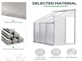 6 x 4ft Lean to Wall Polycarbonate Greenhouse Aluminium Walk-in Garden Greenhouse with Adjustable T3398P377633