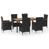 42913 7 Piece Outdoor Dining Set with Cushions Poly Rattan
