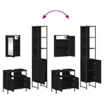 ZNTS 3 Piece Bathroom Furniture Set Black Engineered Wood 3214795