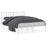 Metal Bed Frame without Mattress with Headboard White 150x200cm 374488