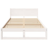 Bed Frame with Headboard White 135 x 190 cm Solid Pine Wood 873281