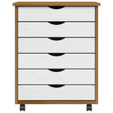 Rolling Cabinet with Drawers "MOSS" Honey Brown Solid Wood Pine 4015785