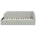 Corner Bed Frame with Headboard Light grey 90 x 200 cm Velvet 42016646