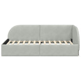 Corner Bed Frame with Headboard Light grey 90 x 200 cm Velvet 42016646