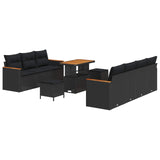 Garden Sofa Set with Cushion 14 pcs Black Poly Rattan 3364959