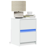 Bedside Cabinet with LED Lights White Engineered Wood 852033