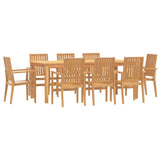 9 Piece Garden Dining Set Solid Wood Teak 3157922