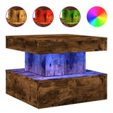 Coffee Table with LED Lights Smoked Oak 50x50x40 cm 839844