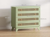 Chest of Drawers, 4-Drawer Storage Organiser Unit with Rattan Element for Bedroom, Living Room, T3398P378729