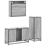 ZNTS 3 Piece Bathroom Furniture Set Grey Sonoma Engineered Wood 3300953