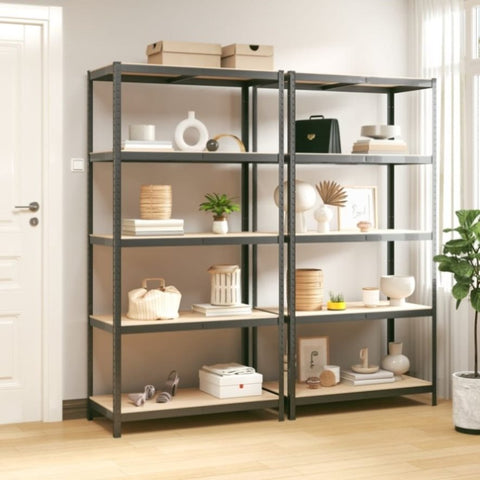 5-Layer Shelves 2 pcs Anthracite Steel&Engineered Wood 152868